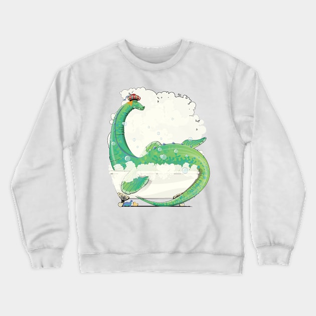 Loch Ness Monster in the Bath Crewneck Sweatshirt by InTheWashroom